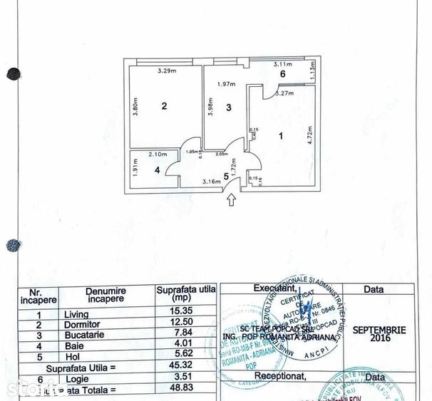 Apartament 2 camereCartierul Verde,Bloc 2016,Etaj 3/3,Loc de parcare - 12