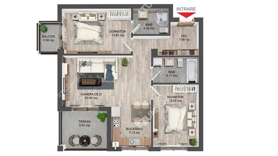 Apartament cu 3 camere 2 bai si 2 balcoane in Sibiu zona Pictor Brana - 8