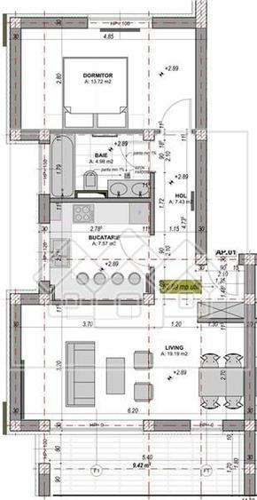 Ap. 2 camere, etaj 1/2, intabulat, mobilat si utilat - 10