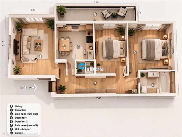 Apartament 3 camere de vanzare in zona Nicolina Belvedere 72 mp 2 bai - 1