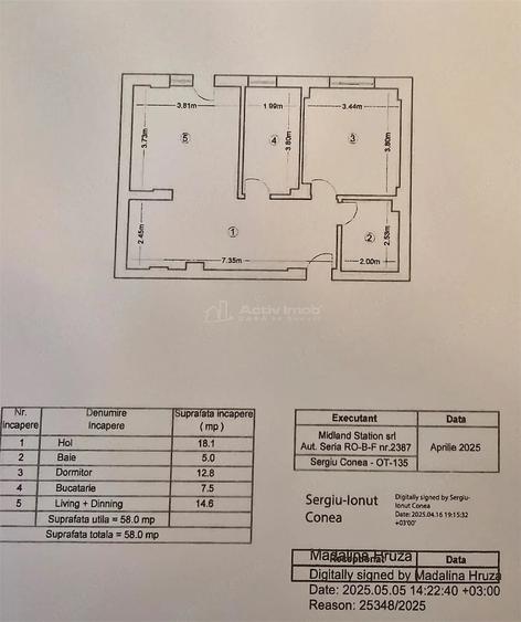Apartament cu 2 camere decomandat în Antiaeriană