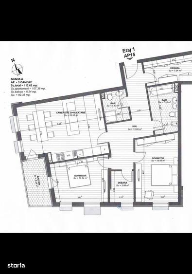 Apartament cu 3 camere în Ultracentral