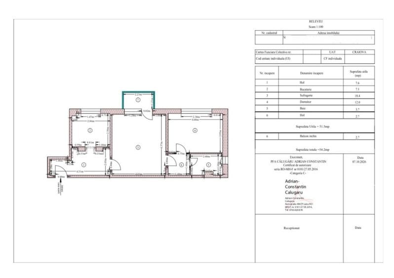 Apartament cu 2 camere semidecomandat în Craiovița Nouă