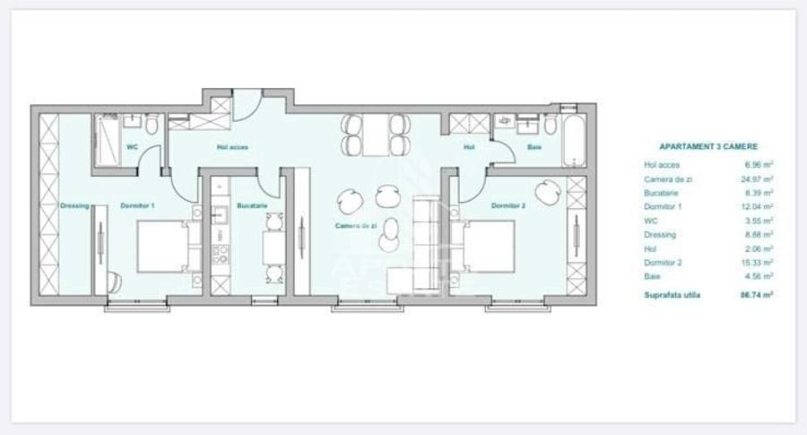 Apartament cu 3 camere în Plopi