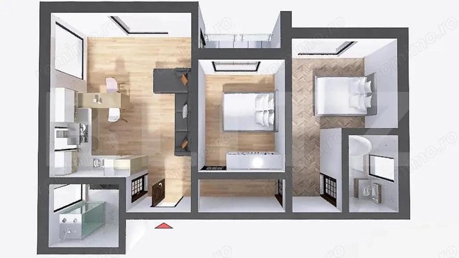 Apartament 3 camere, 71 mp, decomandat Zona 22 Decembrie 1989 - 2