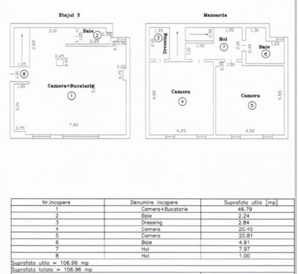Apartament cu 3 camere, mobilat în Bălcescu