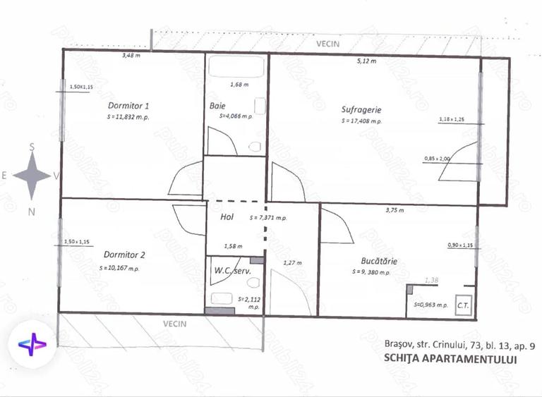 Vand apartament 3 camere Brasov exclusiv pentru persoane fizice (exclus agentii) - 6