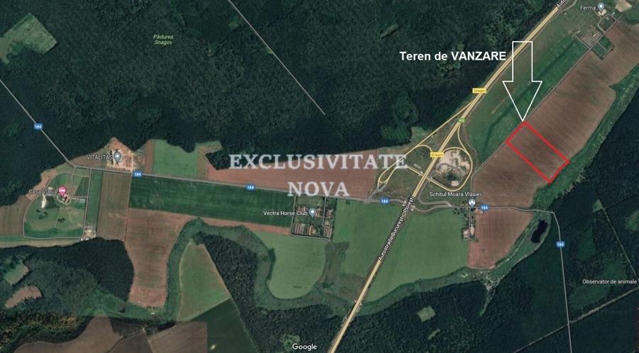 Teren 9Ha -> 16Ha Ha Intravilan , Exit A3 Snagov Ghermanesti Bucuresti-Ploiesti - 3
