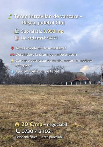 Teren intravilan 3.953 mp Ra?ca, Cluj - 1