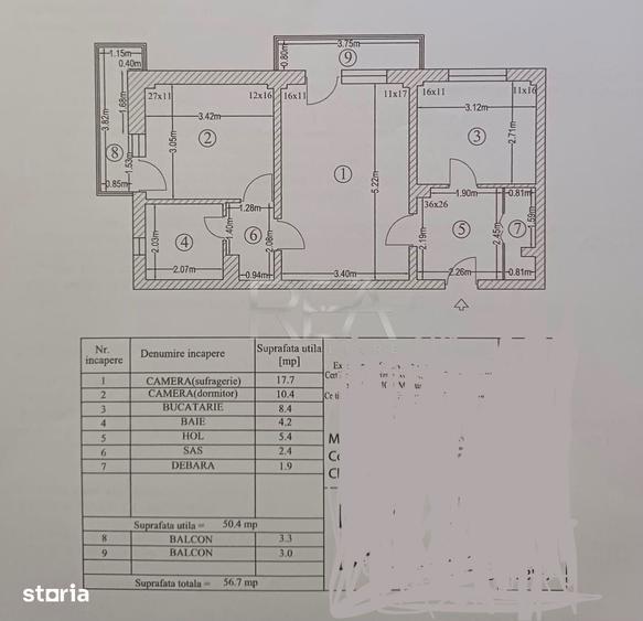 2 camere- 56,7 MP- Etaj 5/8-Doua Balcoane-Bloc Anvelopat-Margeanului - 7