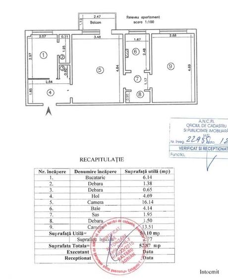 Apartament cu 2 camere, etajul 2/4, zona Podu Ros - 1