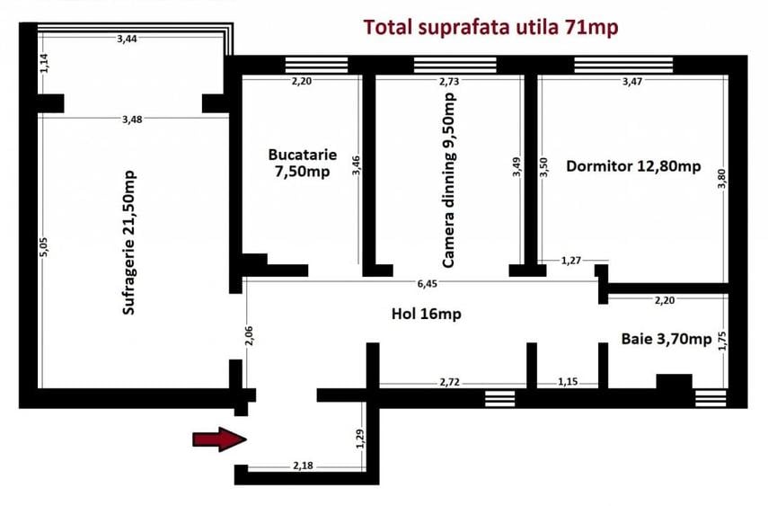Casa de Cultura-3 camere transformat in 2 camere+zona dinning - 20