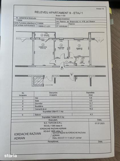 Apartament cu 3 camere în Central