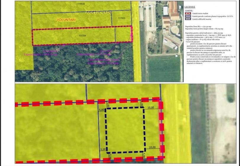 Teren construibil 10.000 mp - Voluntari, str. Tarlaua 13 - regim P+5 + 6 retras - 2