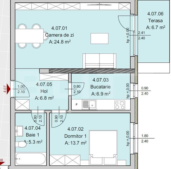 Apartament 2 camere 58 mp, Constructie Noua, Zona The Office - 2