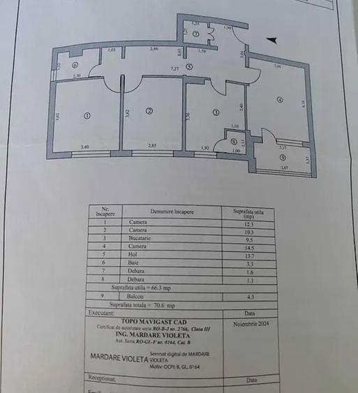Apartament 3 camere, 71 mp – Zona Micro 20, Etaj 6 - 7
