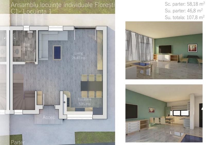 Duplex  deosebit ,ansamblu privat, 108mp utili, teren 200mp,Floresti - 4