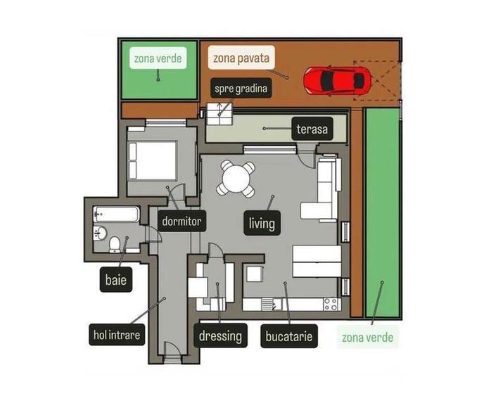 Apartament 2 camere cu gradina - Evocasa Orizont - 3