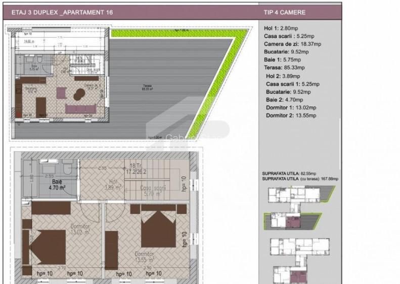 Duplex 3 camere cu terasa de 85mp in bloc nou, zona Nerva Tr Duplex 3 camere cu terasa de 85mp in bloc nou, zona Nerva Tr