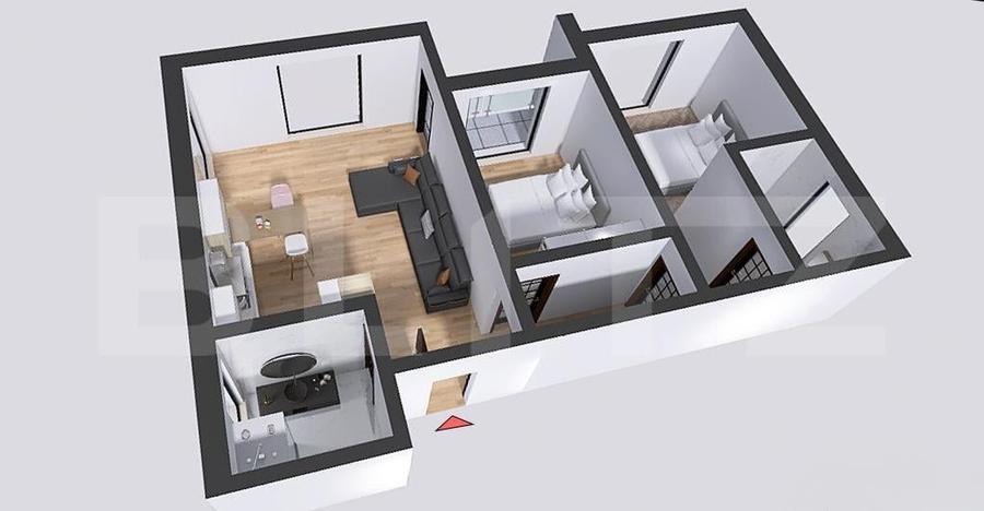 Apartament 3 camere, 71 mp, decomandat Zona 22 Decembrie 198 - 3