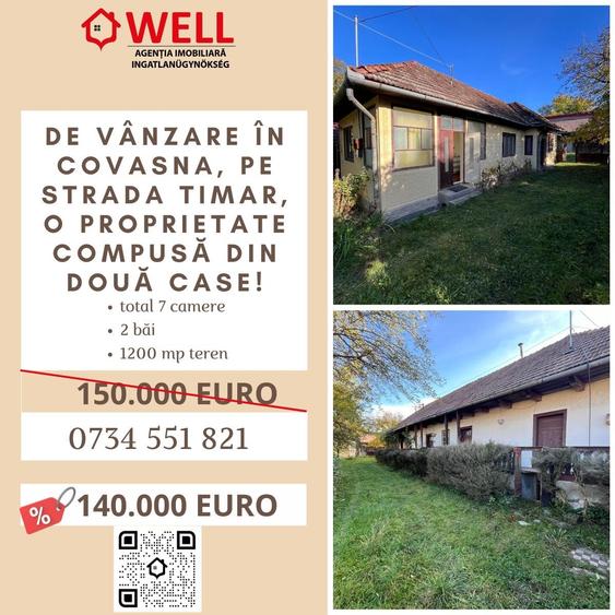 De vânzare în Covasna, pe strada Timar, o proprietate compusă din două case! - 1