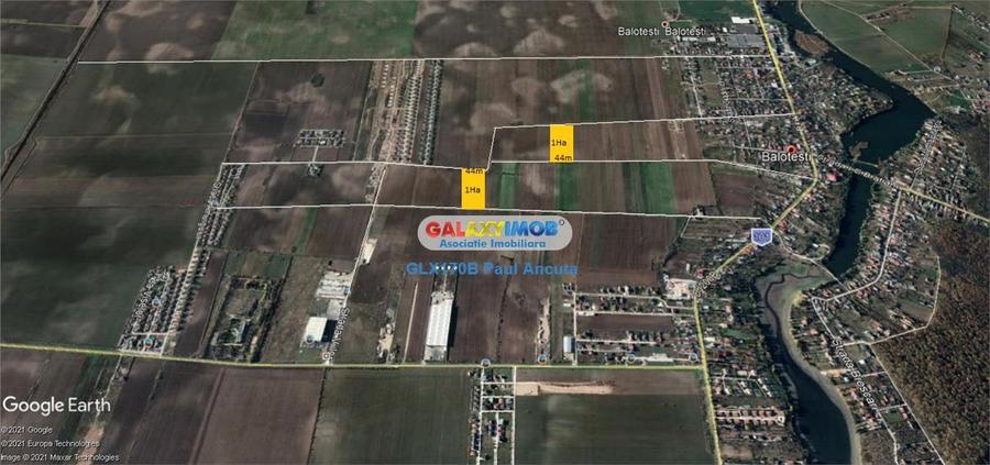 Teren Balotesti str Fantanii cu str Bisericii 1 Ha cu acces 44 m - 1