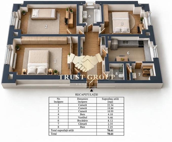 Apartament cu 3 camere decomandat în Barbu Văcărescu