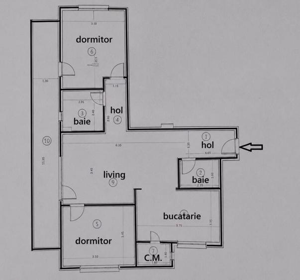 Apartament 3 camere, etaj 1, parcare subterana, boxa, 74 mp, Floresti - 6