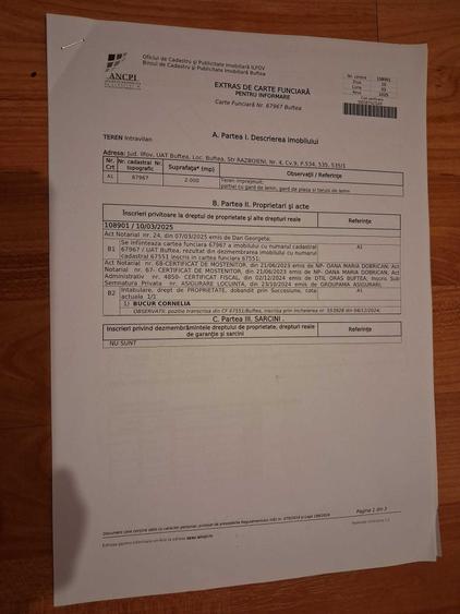 Teren de 2000 mp, în Buciumeni