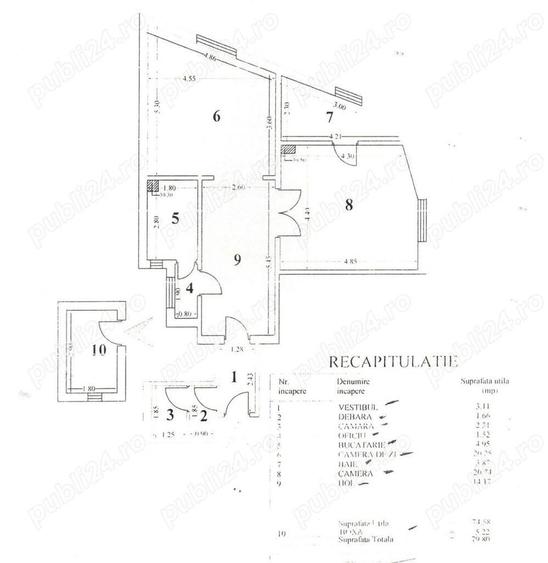 Apartament cu 2 camere în Mărășești