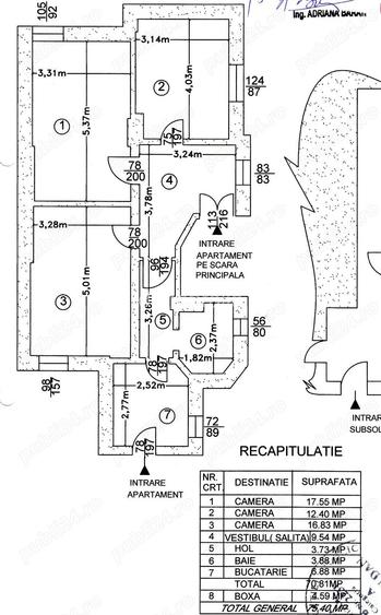 Apt 3 cam decomandate+boxa 75 mp,str Roma