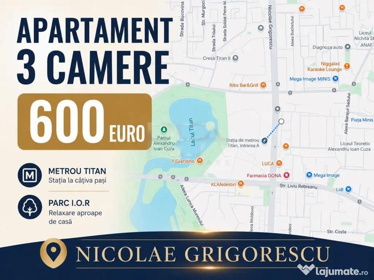 Apartament cu 3 camere decomandat în Nicolae Grigorescu