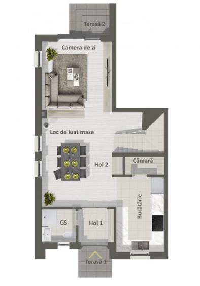 Duplex cu 4 camere cu Canalizare în Central