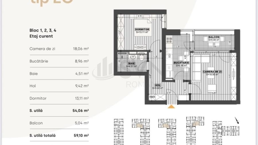 Apartament cu 2 camere decomandat, mobilat în Bucureștii Noi