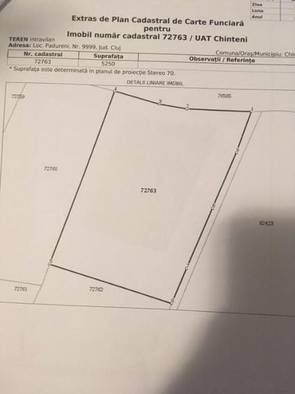 Vand teren Comuna Chinteni- Cluj ( 10km)- 5250 mp - intravilan - 3