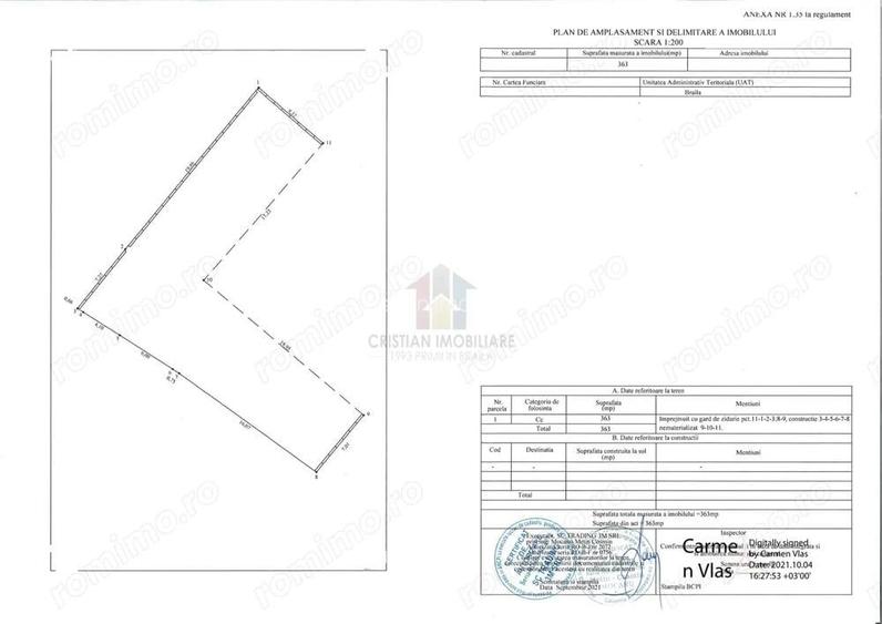 Ultracentral -Lic. Balcescu Teren intravilan 363 mp, 2 deschideri de 8m si 7 m,