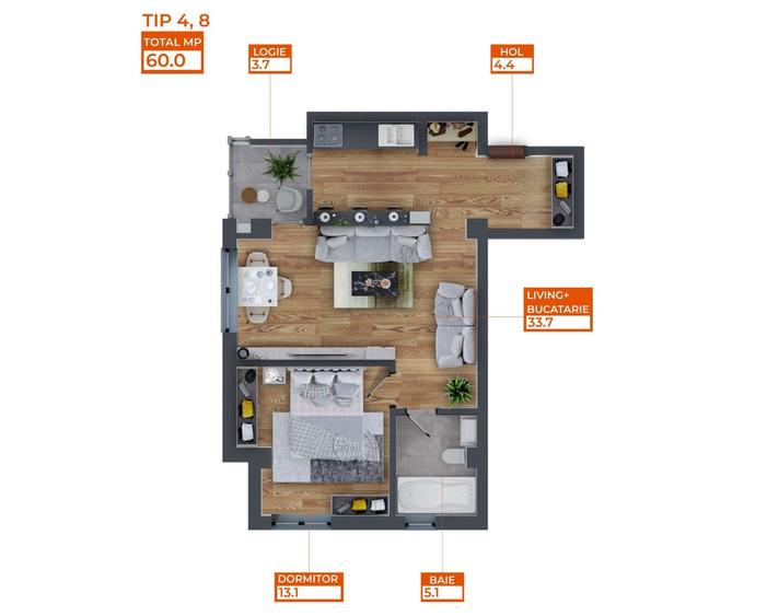 Apartament 2 Camere | 60 mp | Complex Comat Towers - 11