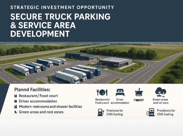 Teren direct la autostrada A1 Timisoara Arad. PUZ pentru parcare securizata pent Teren direct la autostrada A1 Timisoara Arad. PUZ pentru parcare securizata pent