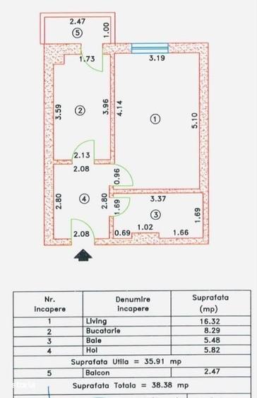 Apartament cu 2 camere în Grozăvești