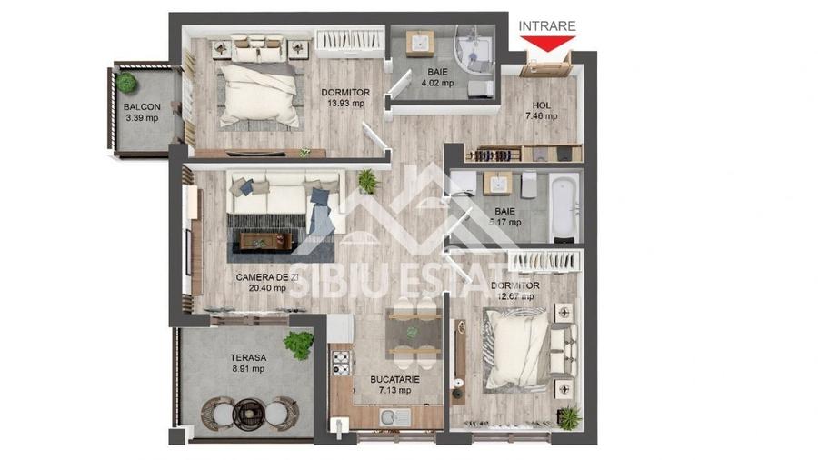 Apartament cu 3 camere cu gradina,intabulat Selimbar - 8