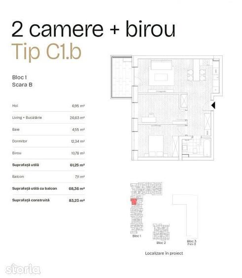 De Vanzare Apartament 2 camere + birou + terasa 21.8mp, Bdul Ghencea - 2