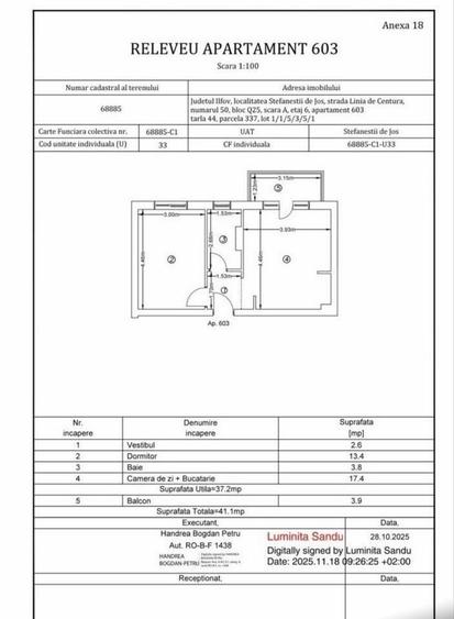 Apartament cu 2 camere semidecomandat în Ștefăneștii de Jos