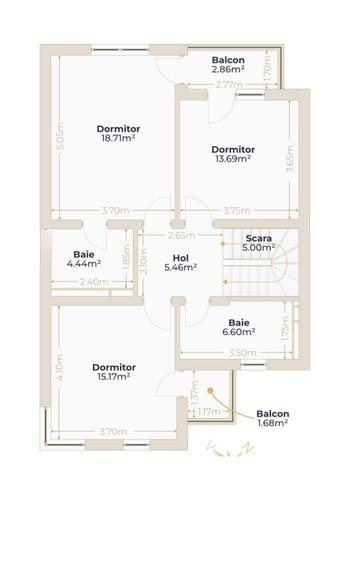 Duplex cu 5 camere cu Canalizare în Voluntari