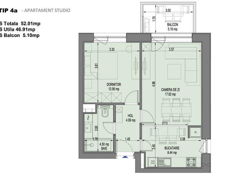 Apartament cu 2 camere decomandat în Aviației