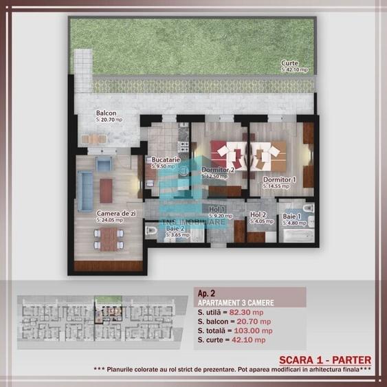 2 Camere cu Gradina 40 Mp, Titan -Pallady - 6