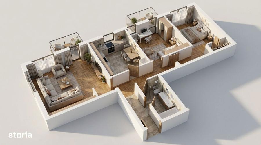 Apartament 3 CAM, SU 79.83MP, 2 BALCOANE, zona IRIS - 3