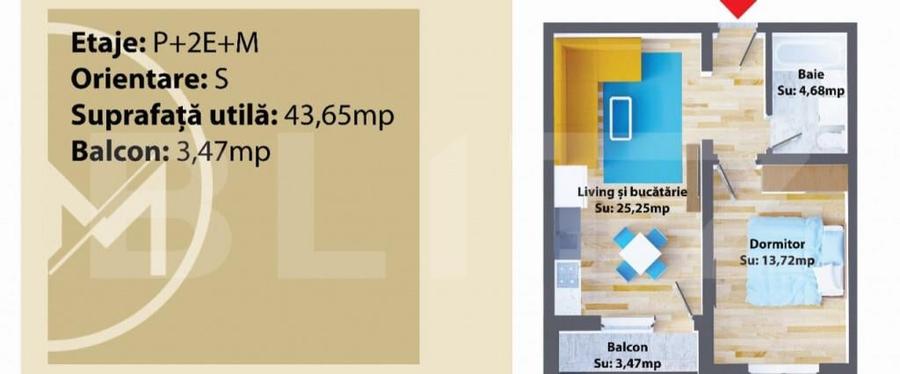 Apartament 2 camere, 43,65 mp, nou, Zona Ipotesti - 1