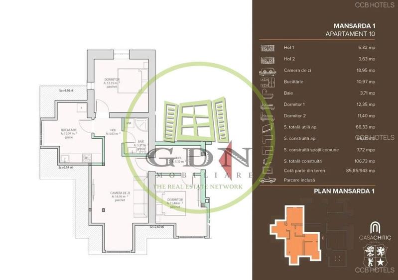 Apartament cu 3 camere în Central