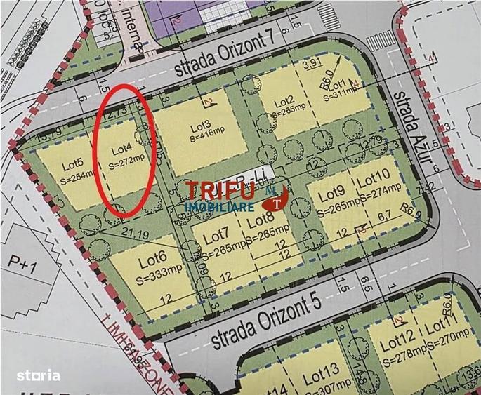 Teren intravilan cu utilitati 272 mp zona Orizont - 1