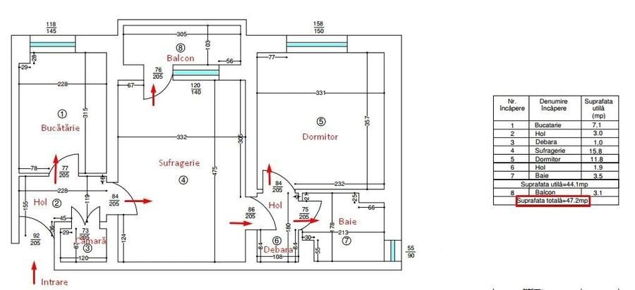Apartament 2 Camere Bals, Zona Monument (Etaj 2) - 1